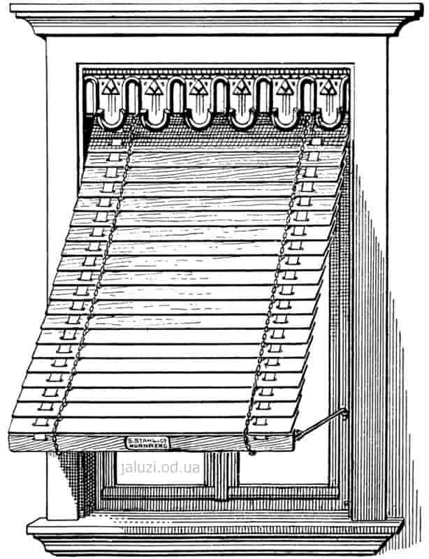 Малюнок маркізи у формі жалюзі. З історії появи жалюзі